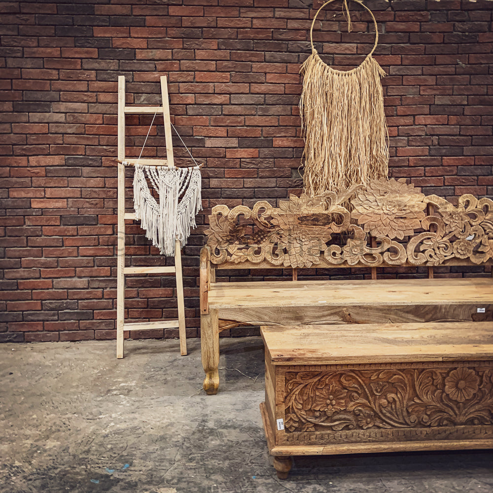 Floral Carved Bench | Lucky Furniture & Handicrafts.
