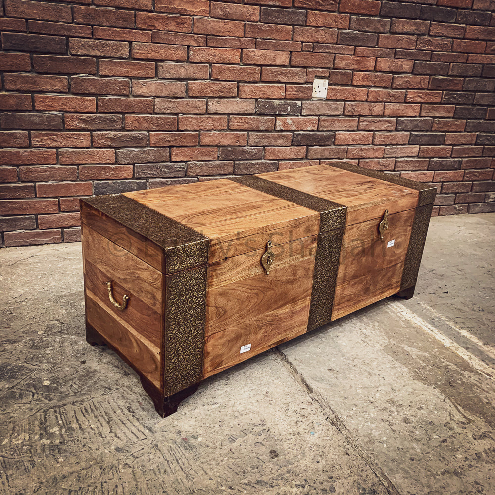 Brass inlay pitara box | Lucky Furniture & Handicrafts.