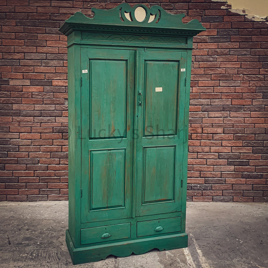 Royal Green Distress Vintage Cabinet | Lucky Furniture & Handicrafts.