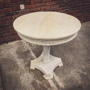 White Wash round table pedestal | Lucky Furniture & Handicrafts.