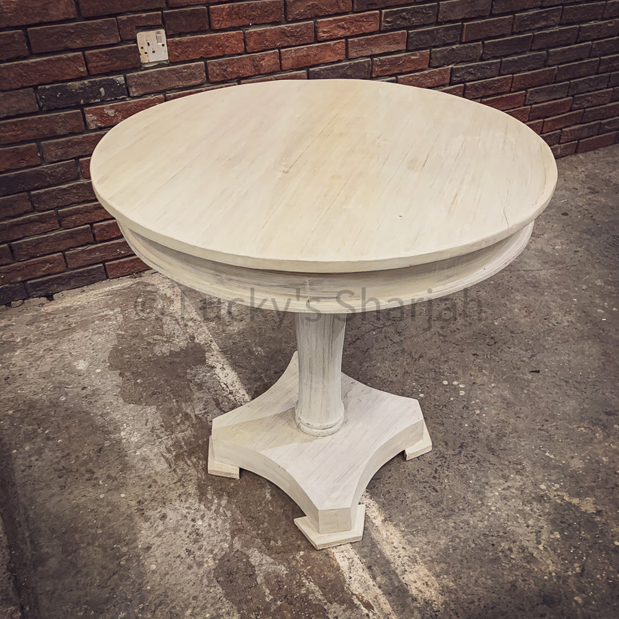 White Wash round table pedestal | Lucky Furniture & Handicrafts.