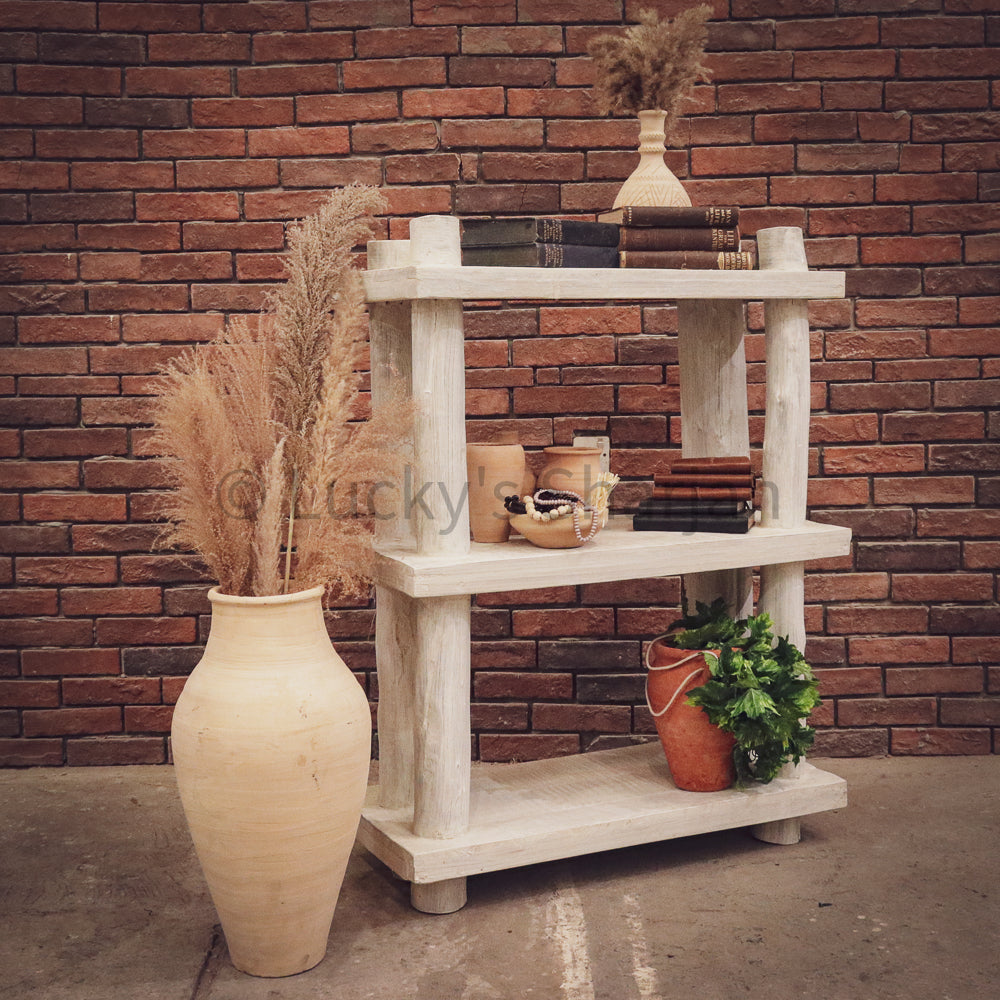 Bamboo Log Shelf whitewash | Lucky Furniture & Handicrafts.