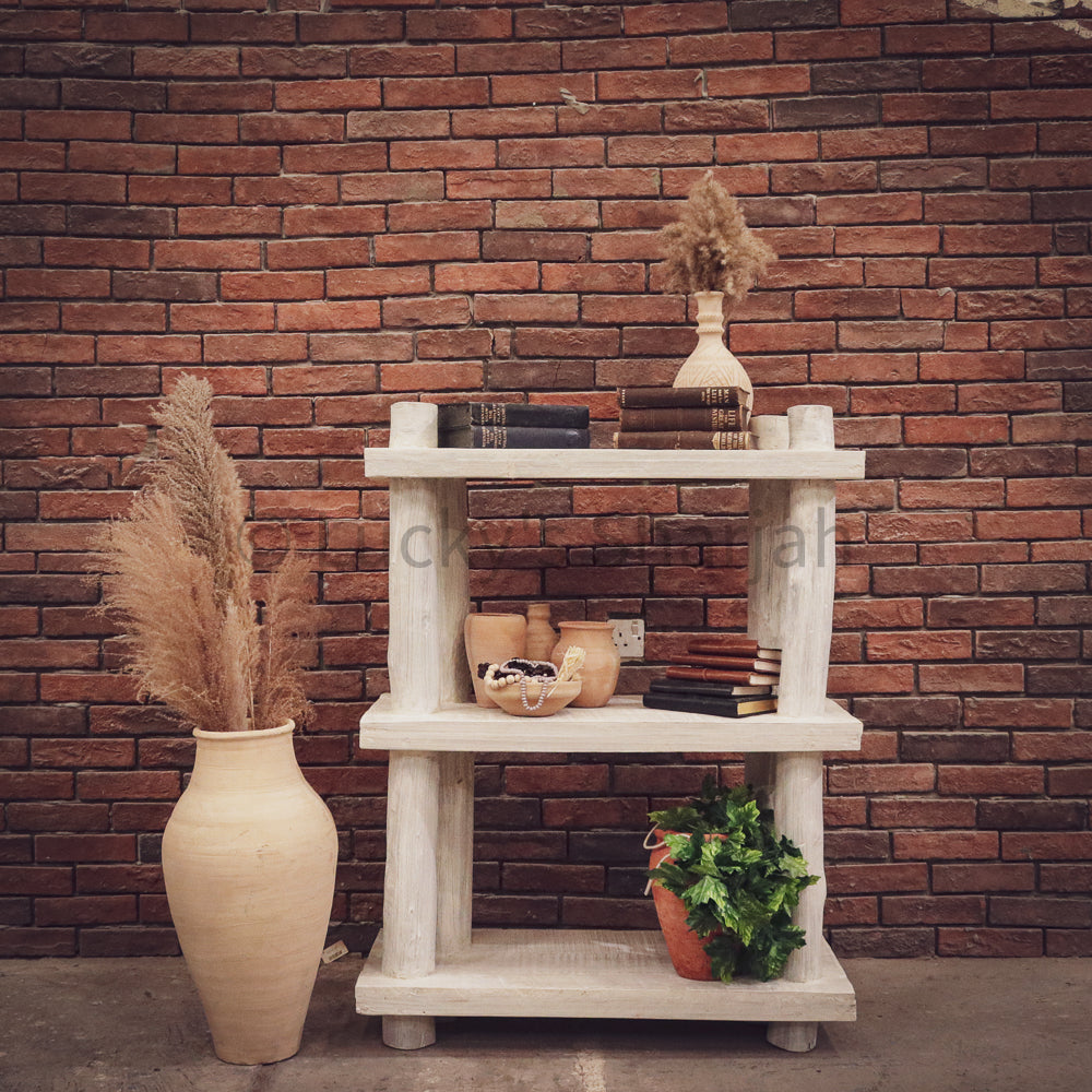 Bamboo Log Shelf whitewash | Lucky Furniture & Handicrafts.