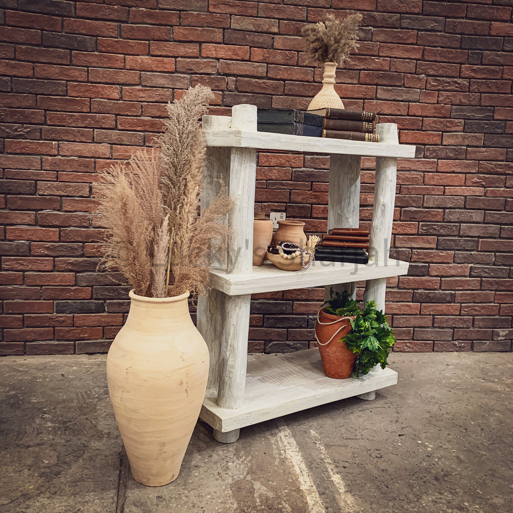 Bamboo Log Shelf whitewash | Lucky Furniture & Handicrafts.