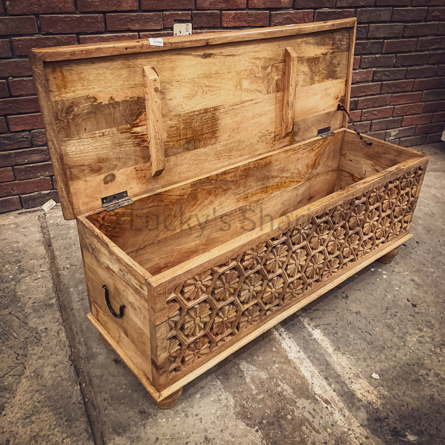 Geometric Floral Carved Box | Lucky Furniture & Handicrafts.