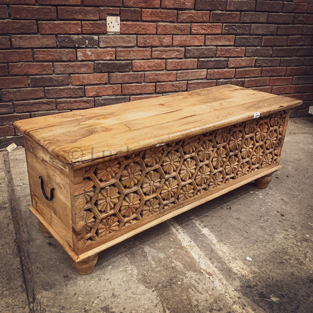 Geometric Floral Carved Box | Lucky Furniture & Handicrafts.