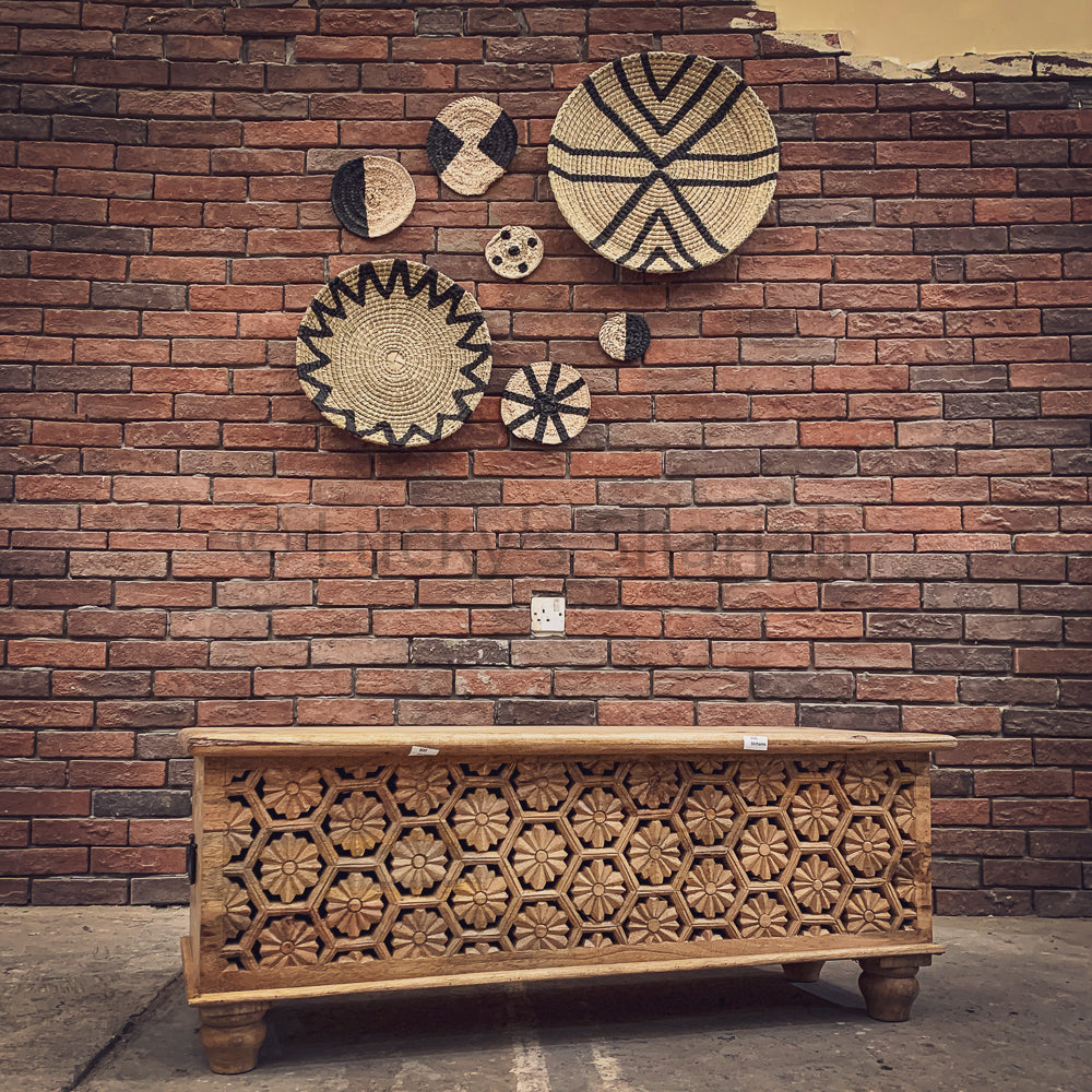 Geometric Floral Carved Box | Lucky Furniture & Handicrafts.
