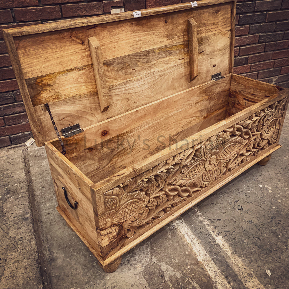 Hand carved floral box | Lucky Furniture & Handicrafts.
