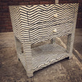 Stripe Bone inlay 2 draw table | Lucky Furniture & Handicrafts.