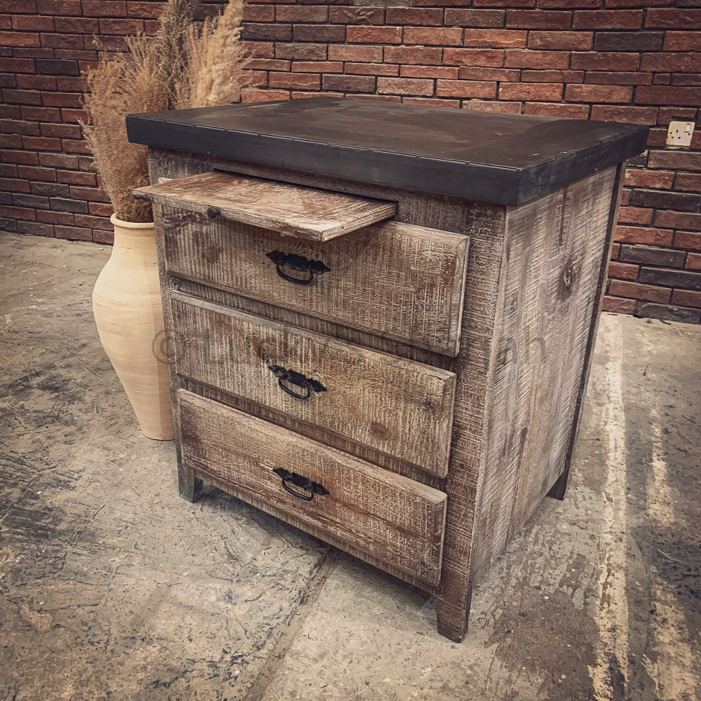Industrial Classic Drawchest with pull out tray | Lucky Furniture & Handicrafts.