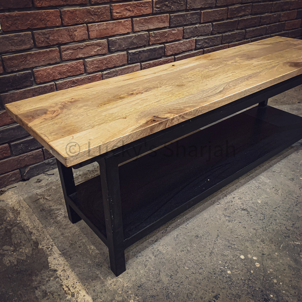 Minimalist Mango wood tv stand with shelf | Lucky Furniture & Handicrafts.