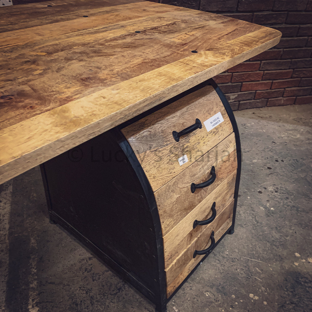 Retro Industrial desk mango wood with 4 draw | Lucky Furniture & Handicrafts.