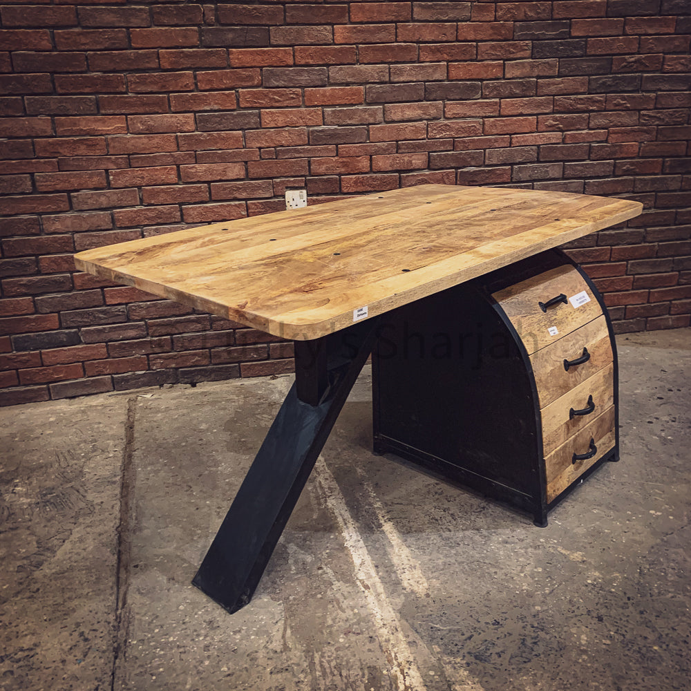 Retro Industrial desk mango wood with 4 draw | Lucky Furniture & Handicrafts.