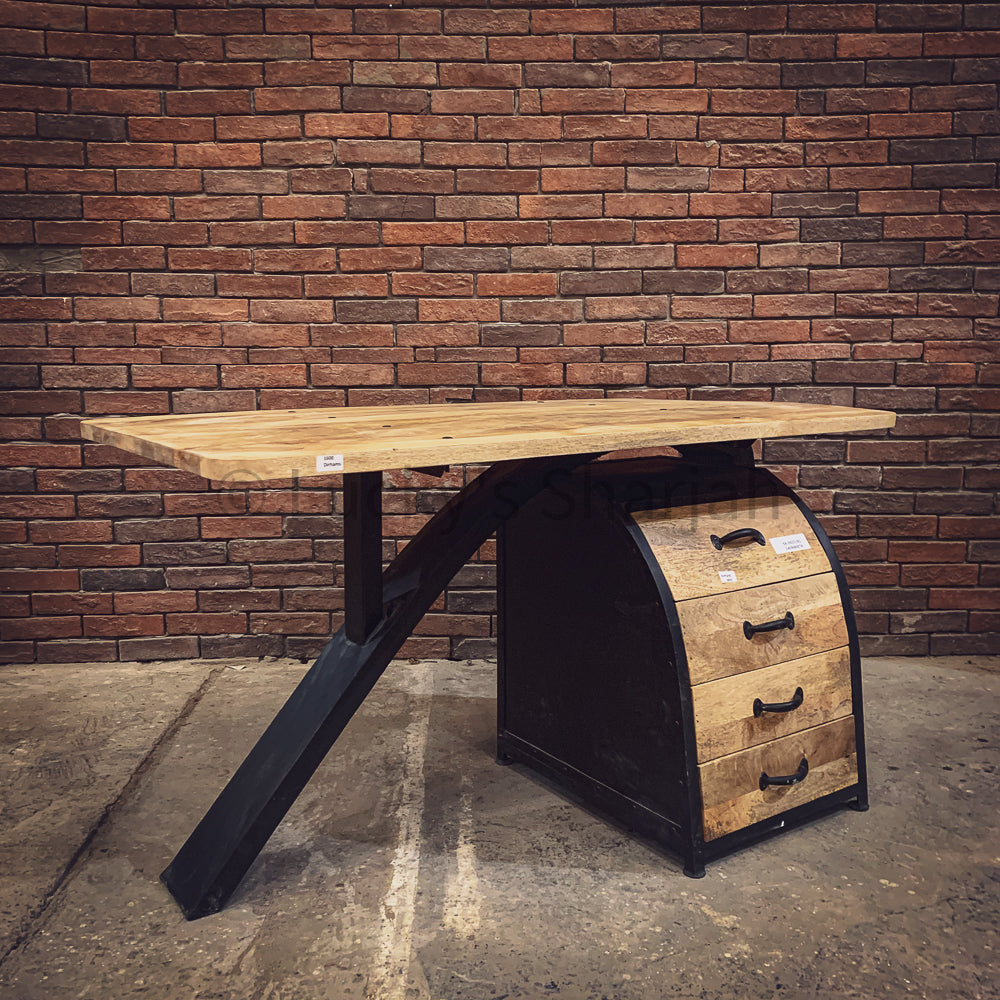 Retro Industrial desk mango wood with 4 draw | Lucky Furniture & Handicrafts.