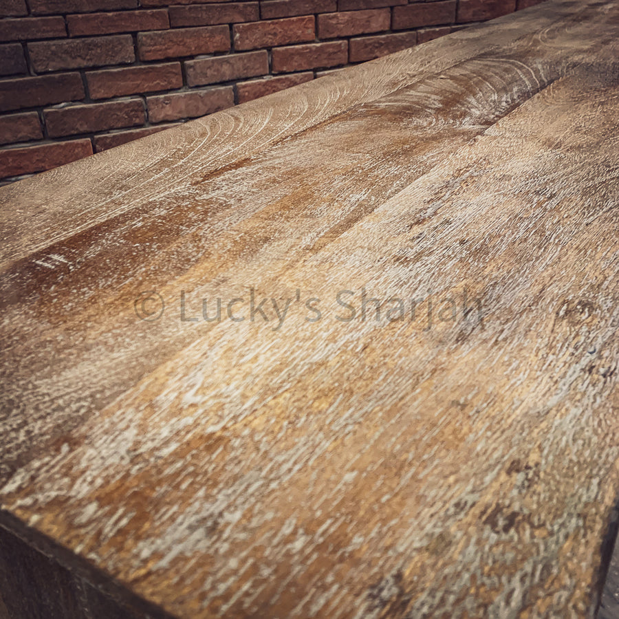 Carved 4 draw sideboard Sandblast Burnt Grey Wash | Lucky Furniture & Handicrafts.
