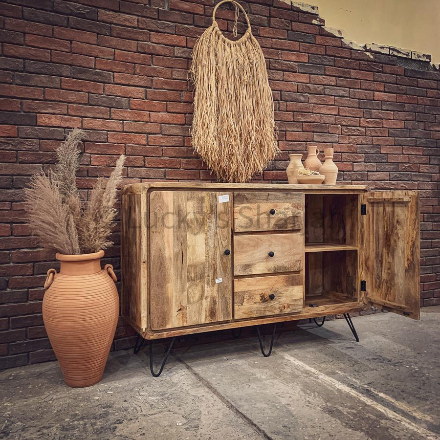 Mango Wood sideboard with hairpin design | Lucky Furniture & Handicrafts.