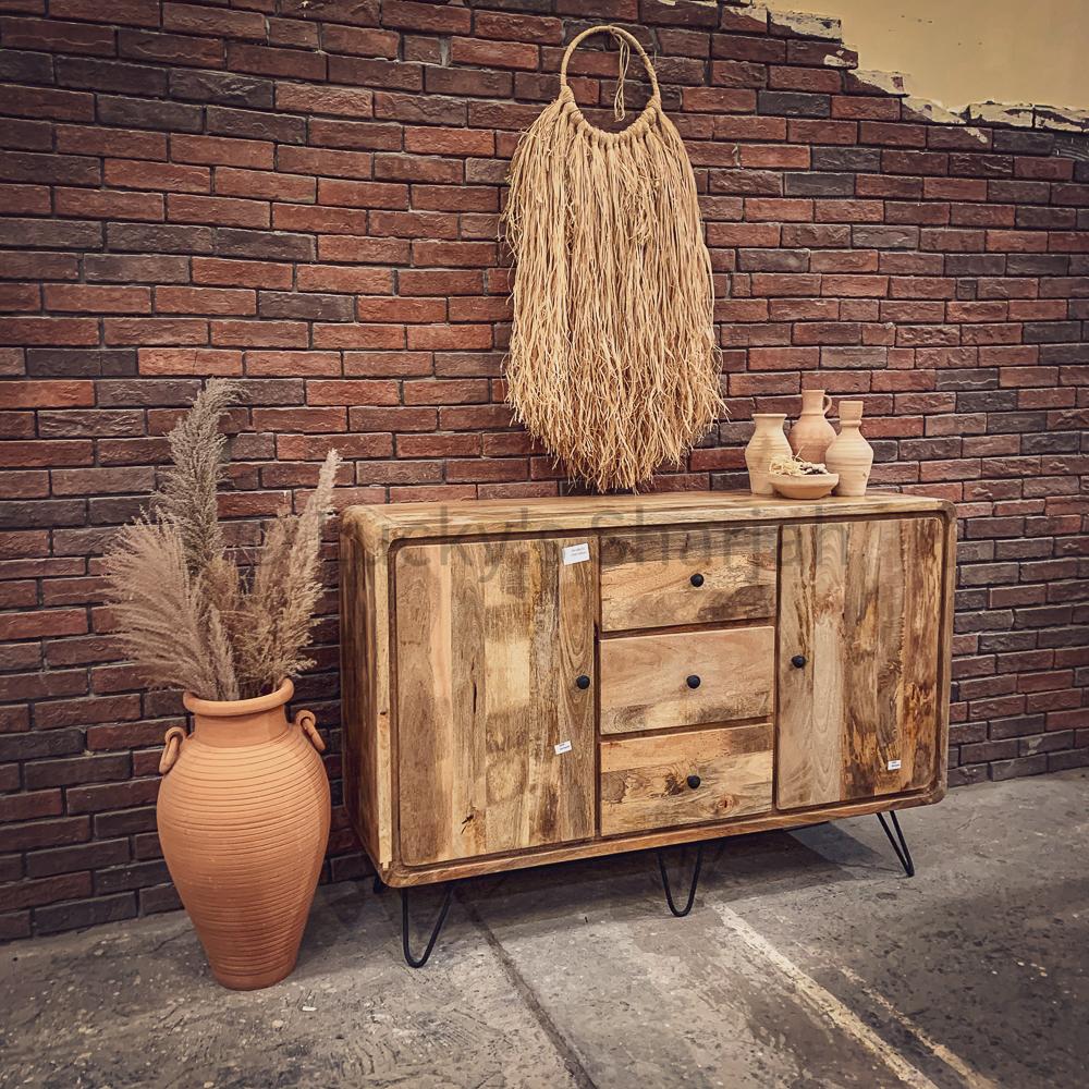 Mango Wood sideboard with hairpin design | Lucky Furniture & Handicrafts.