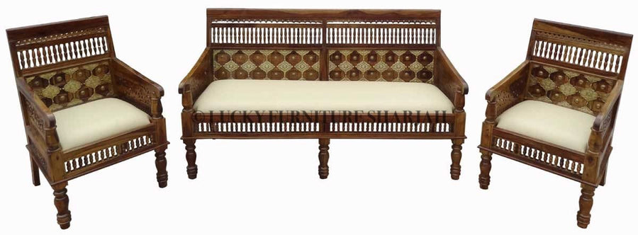 Brass Bench With Cushion | Lucky Furniture & Handicrafts.