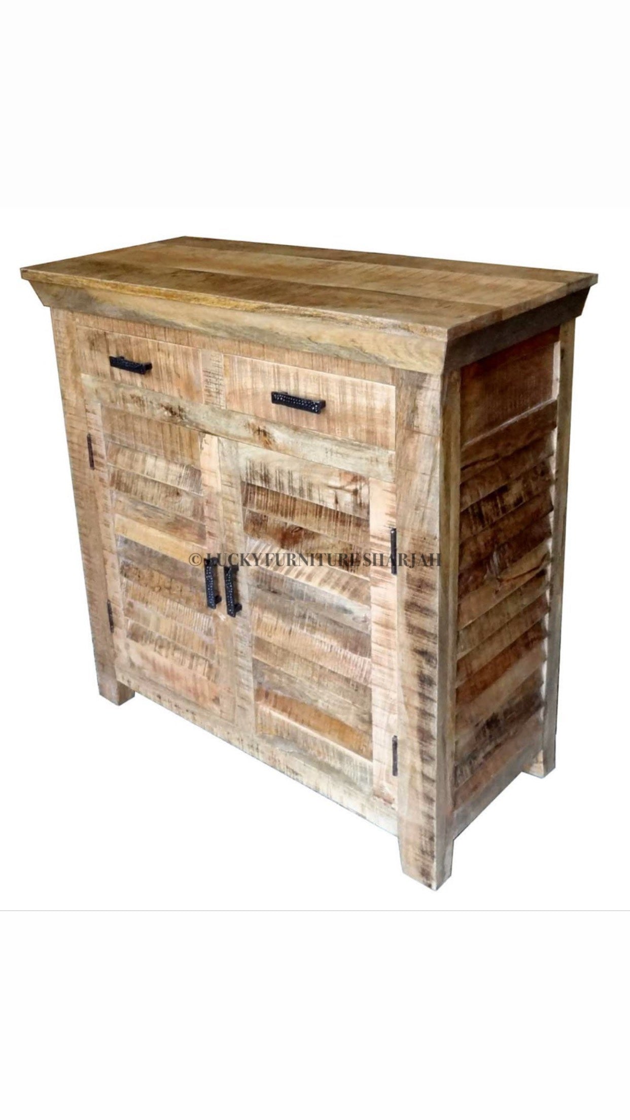 Mango Wood Shutter Design Sideboard 2 Draw 2 Door | Lucky Furniture & Handicrafts.