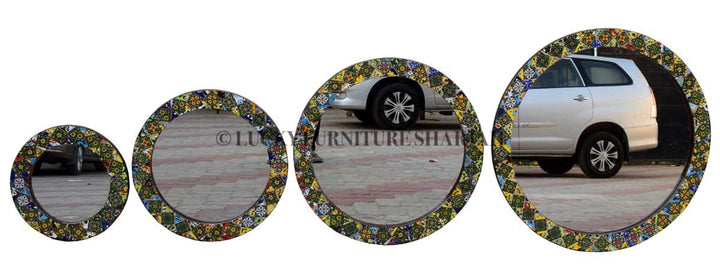 Mosaic Tile Mirror Frame Round | Lucky Furniture & Handicrafts.