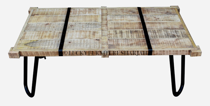 Mango Wood Industrial Coffee Table with hair pin legs | Lucky Furniture & Handicrafts.