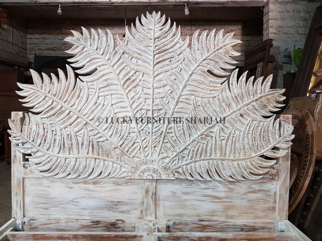Carved Palm Inspired Bed | Lucky Furniture & Handicrafts.