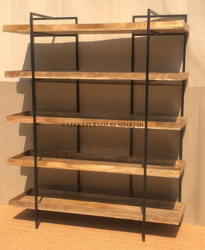 Mango Wood and Metal 5 High Shelf | Lucky Furniture & Handicrafts.