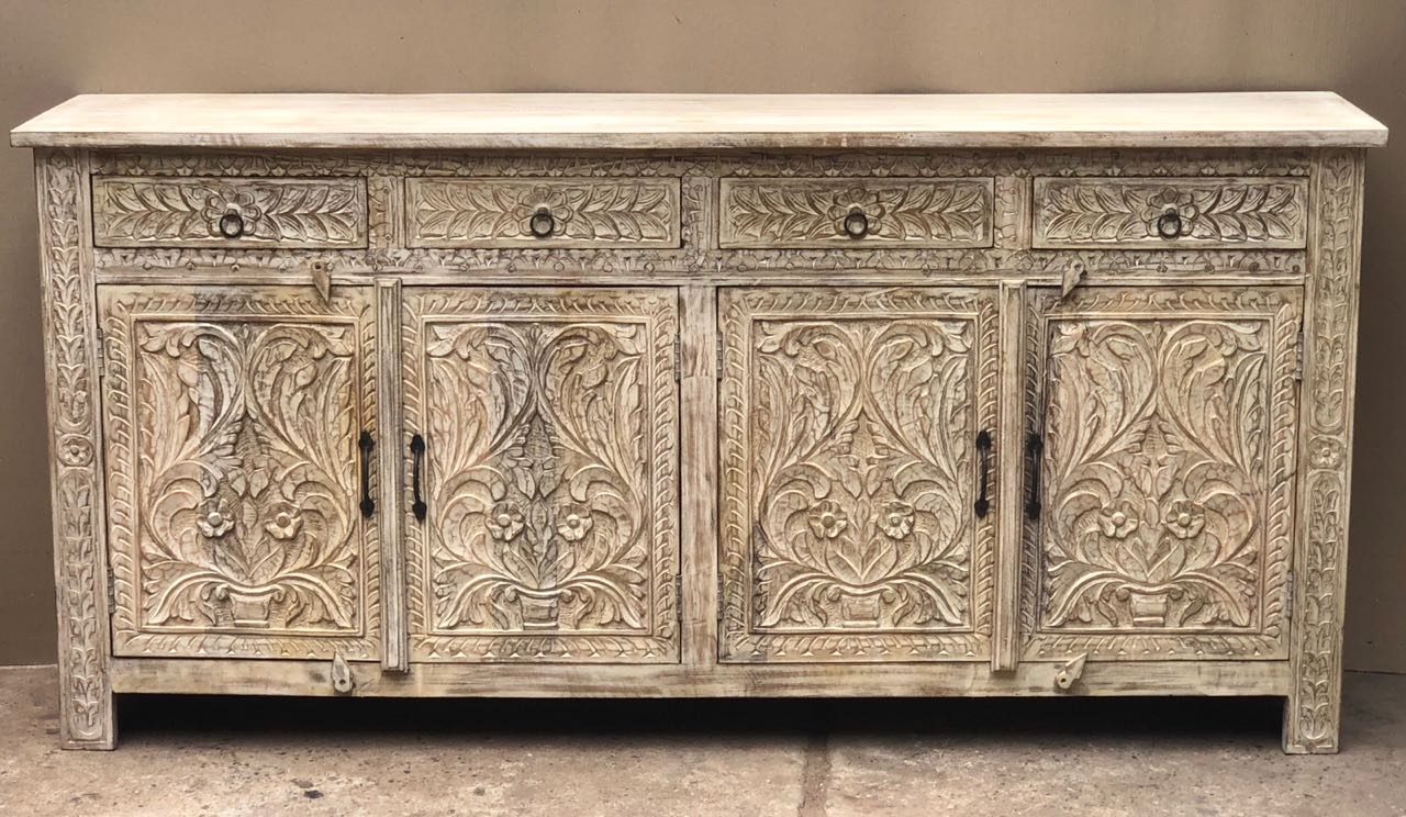 Carved 4 Door Sideboard | Lucky Furniture & Handicrafts.
